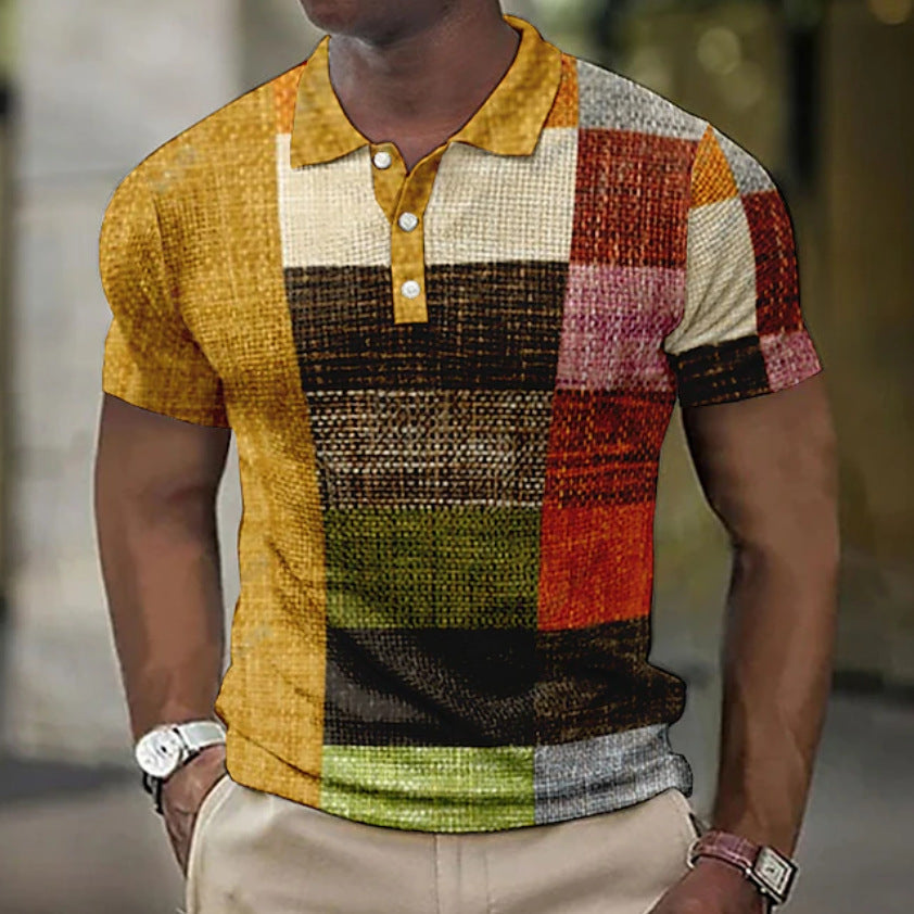 Men's Patchwork Polo Shirt
