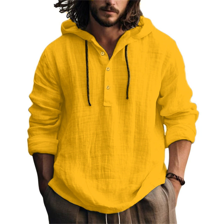 Men's Linen Blend Hoodie Shirt