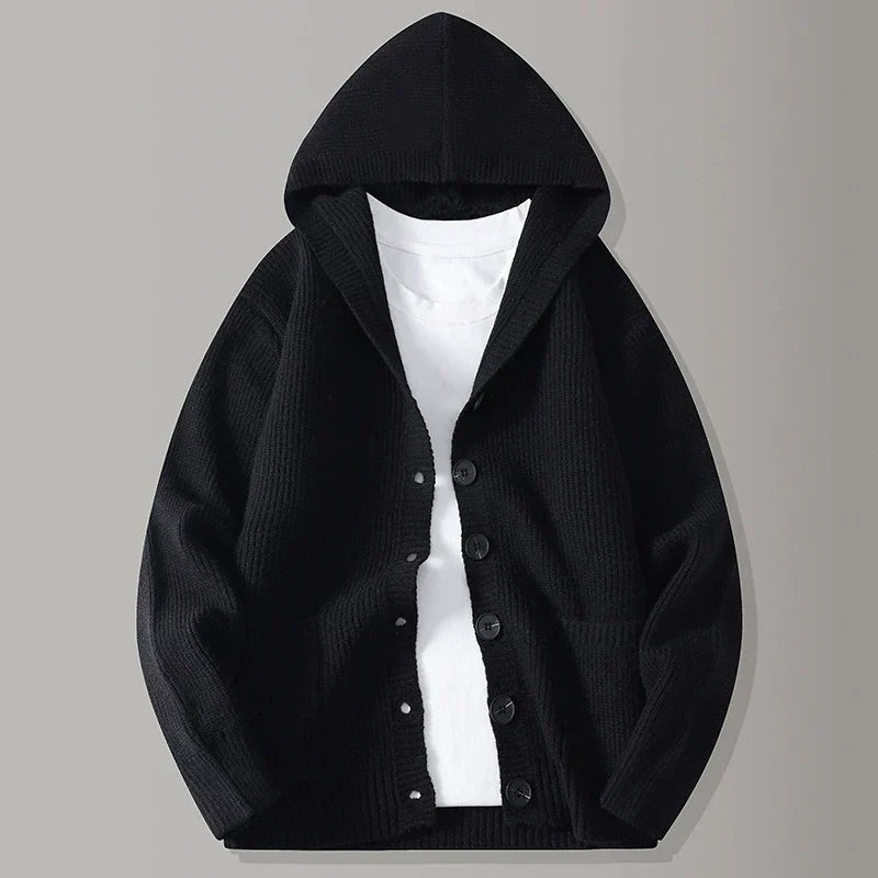 Men's Hooded Textured Cardigan