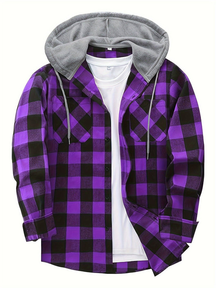 Men's Plaid Hooded Sweatshirt