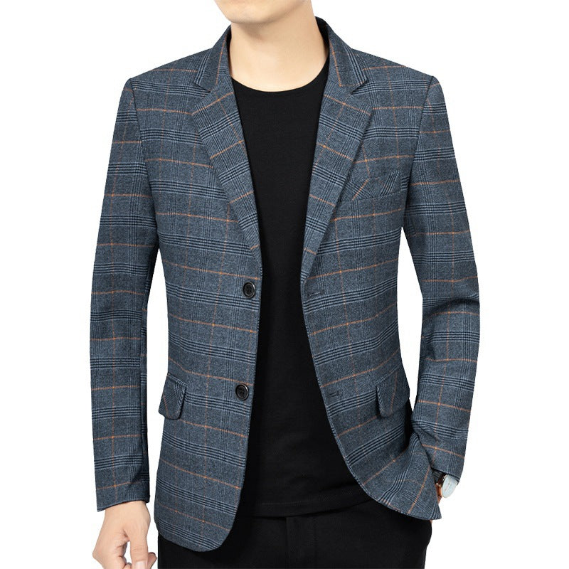 Men's Plaid Lapel Blazer