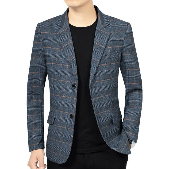 Men's Plaid Lapel Blazer