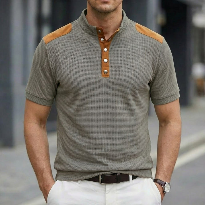 Men's Contrast Panel Henley Shirt