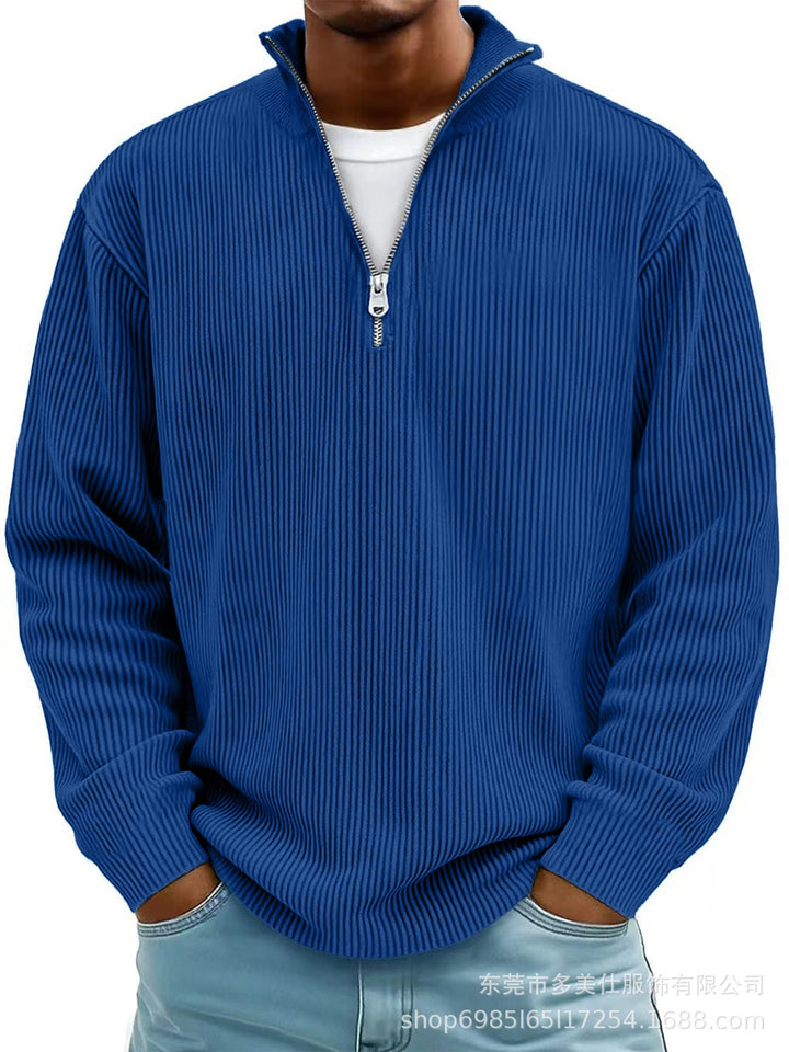 Men's Ribbed Zip Neck Sweater