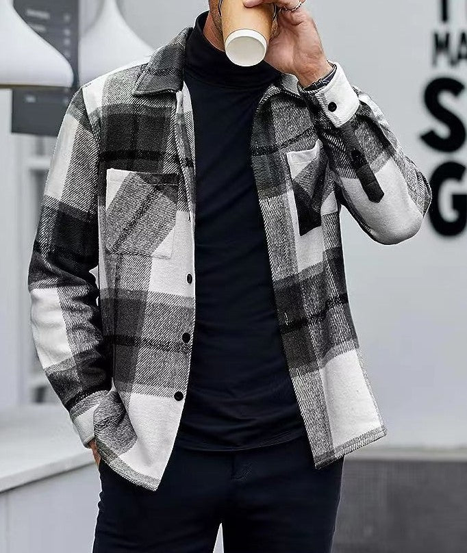 Men's Plaid Lapel Jacket