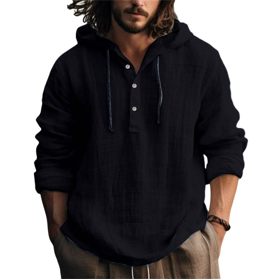 Men's Linen Blend Hoodie Shirt