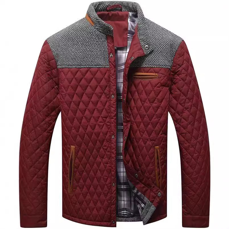 Men's Color Block Stand Collar Jacket