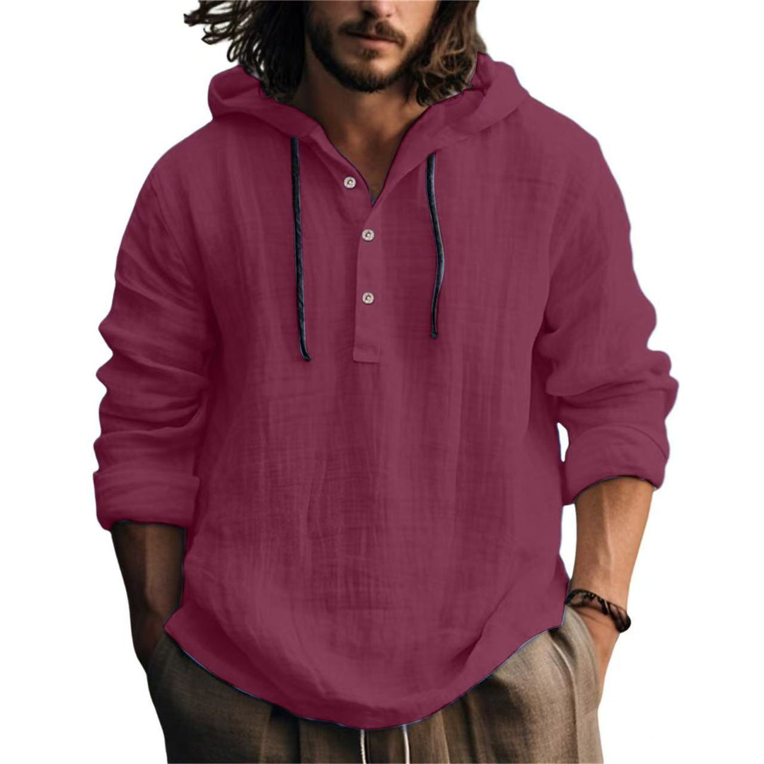 Men's Linen Blend Hoodie Shirt