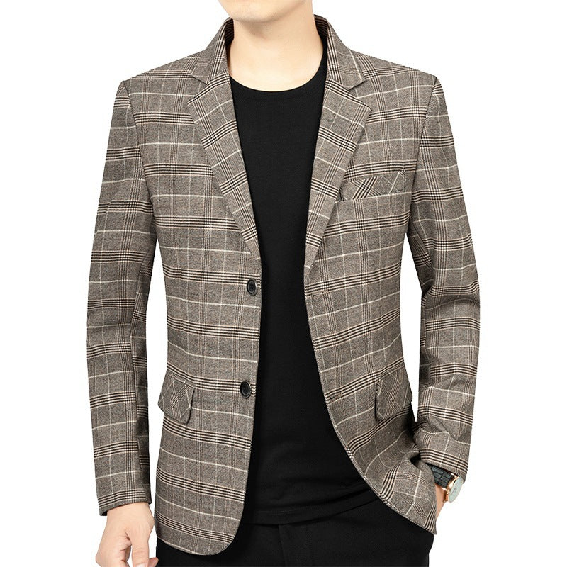 Men's Plaid Lapel Blazer
