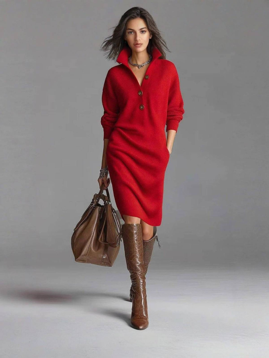 Marlowe | Relaxed Button-Up Sweater Dress