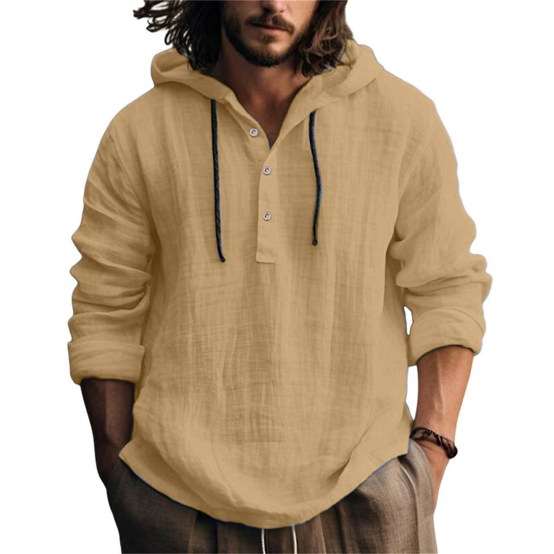 Men's Linen Blend Hoodie Shirt