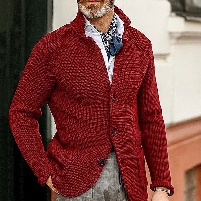 Men's Stand Collar Knit Cardigan