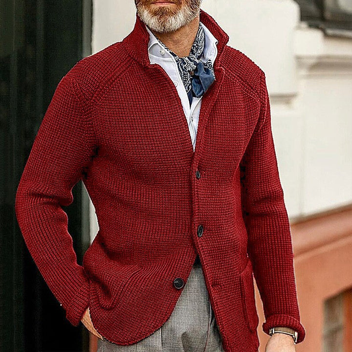 Men's Stand Collar Knit Cardigan