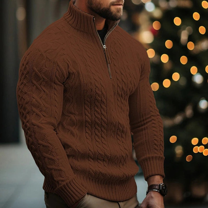 Men's Cable Knit Half Zip Sweater
