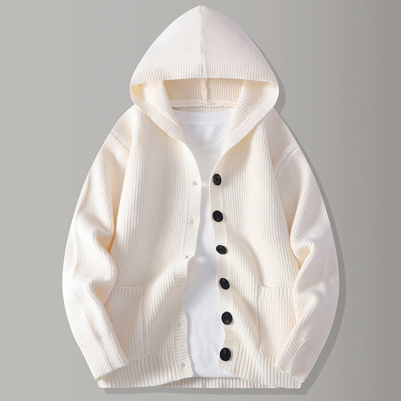 Men's Hooded Textured Cardigan