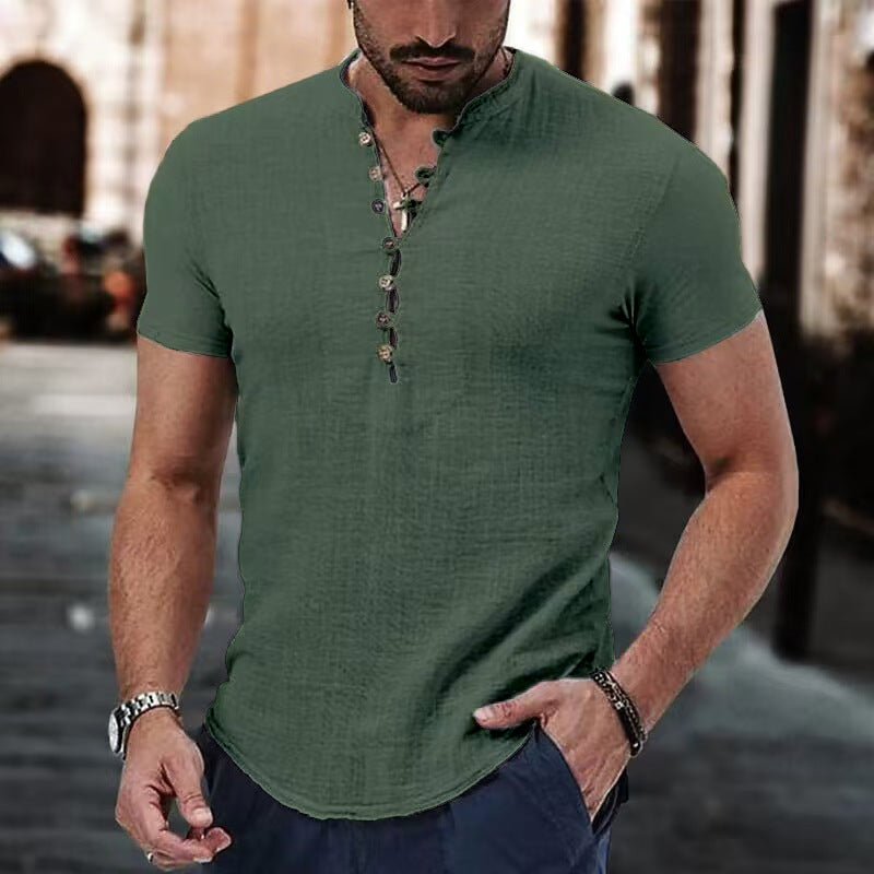 Men's Cotton Mao Collar Shirt
