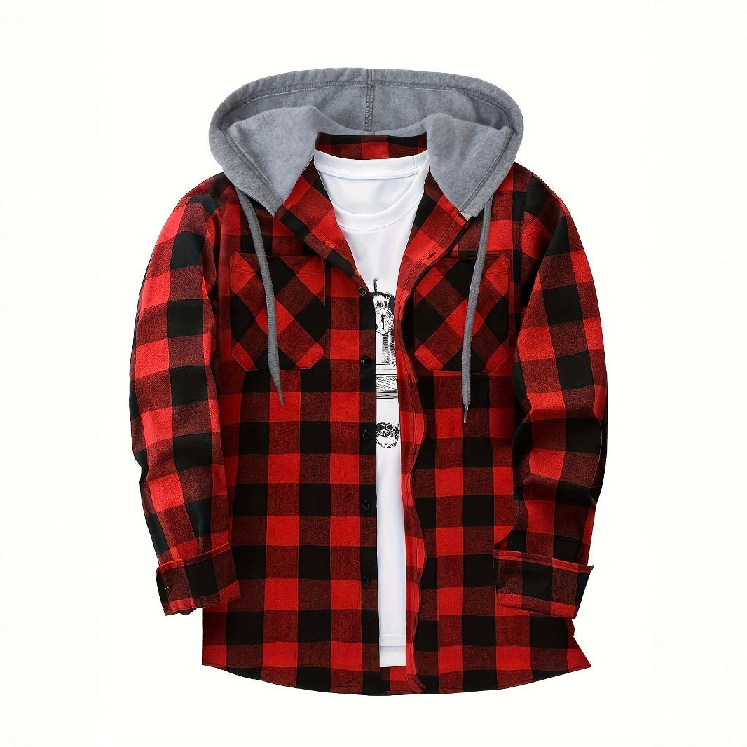Men's Plaid Hooded Sweatshirt