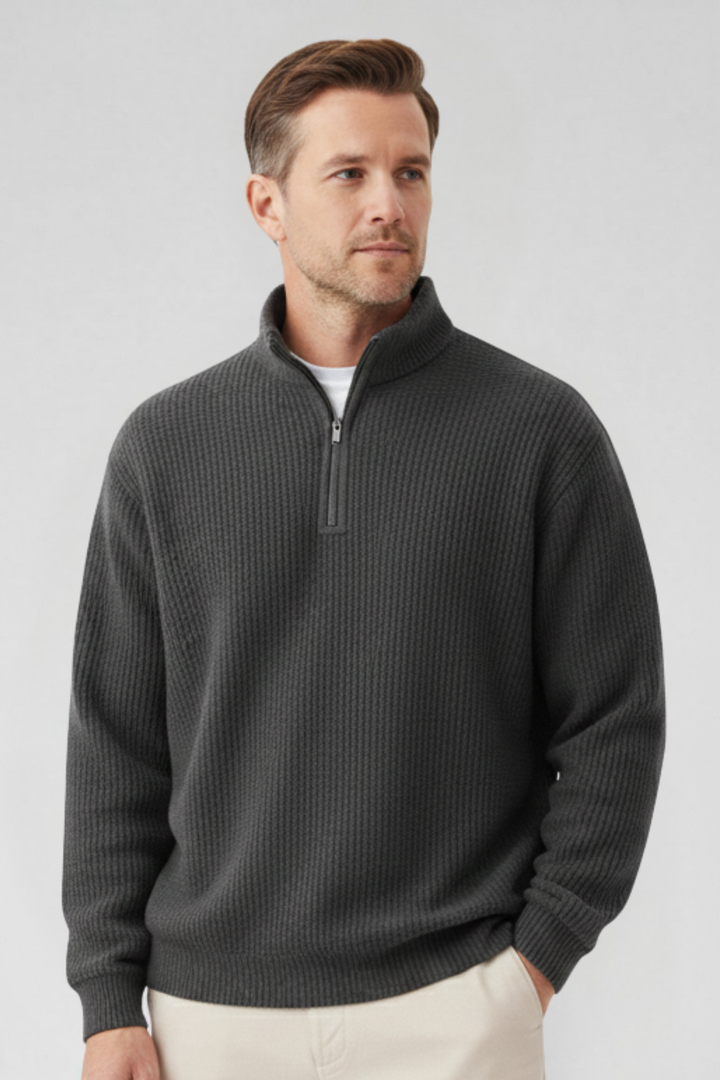 Men's Quarter Zip Knit Sweater