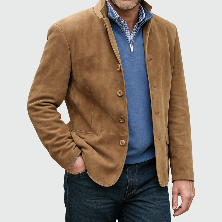 Men's Suede Style Button Jacket