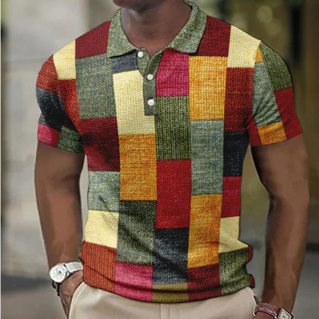 Men's Patchwork Polo Shirt