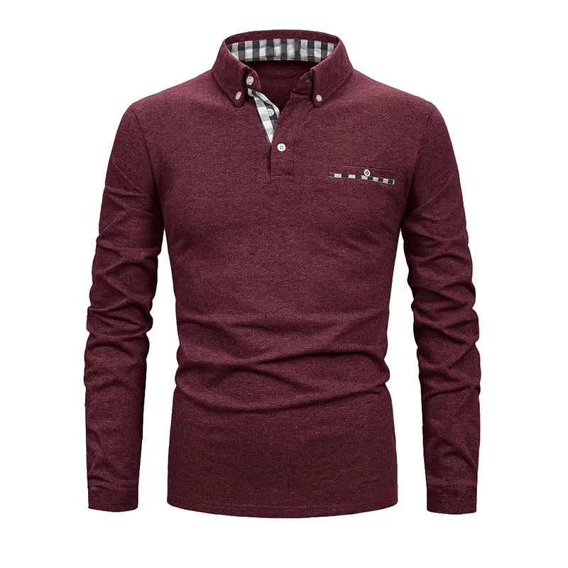Men's Geometric Grid Polo Shirt