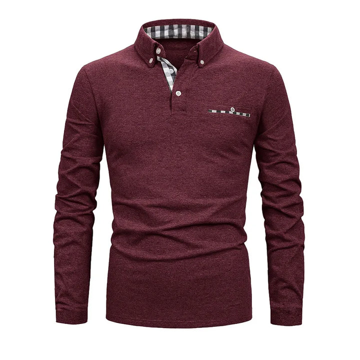 Men's Geometric Grid Polo Shirt