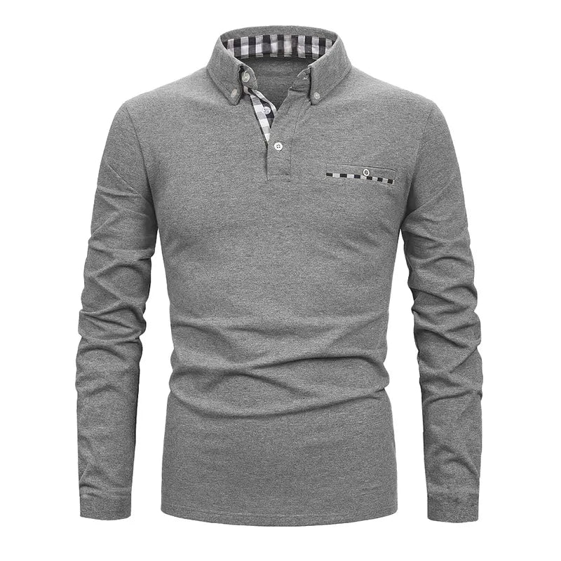 Men's Geometric Grid Polo Shirt