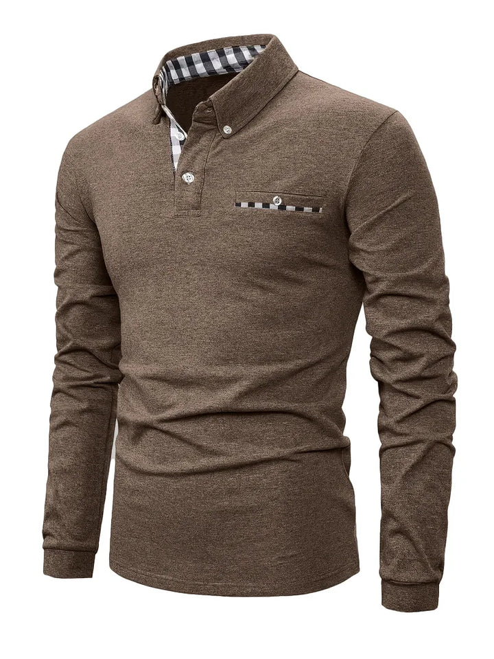 Men's Geometric Grid Polo Shirt