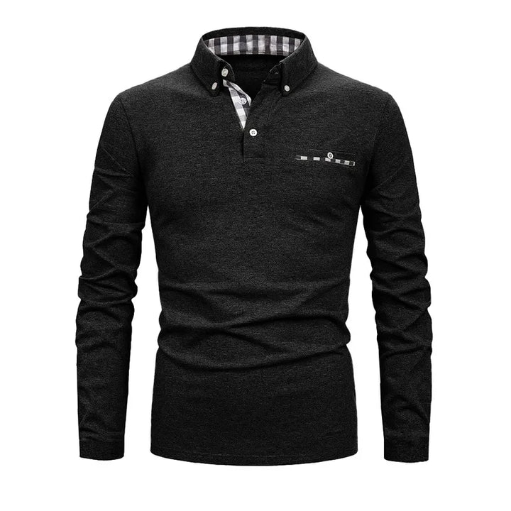 Men's Geometric Grid Polo Shirt