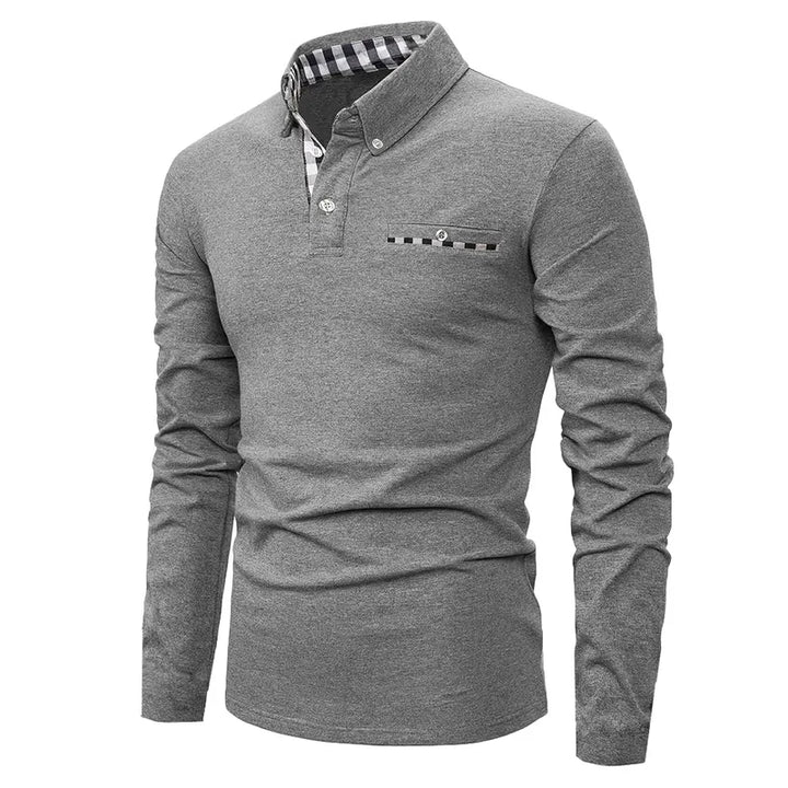 Men's Geometric Grid Polo Shirt