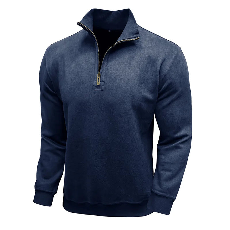 Men's Raised Collar Zip Sweater