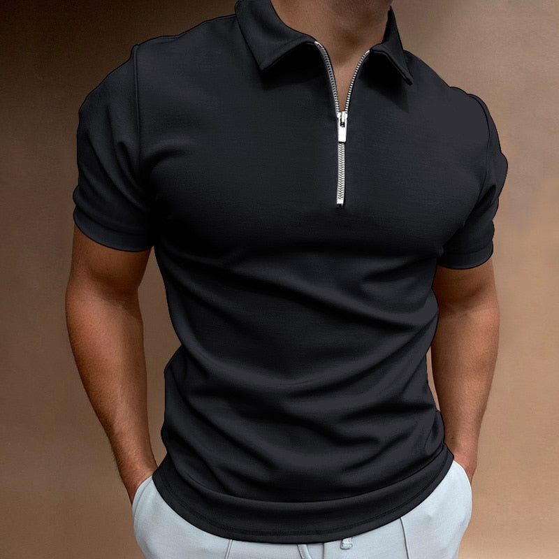 Men's Zip Collar Polo Shirt