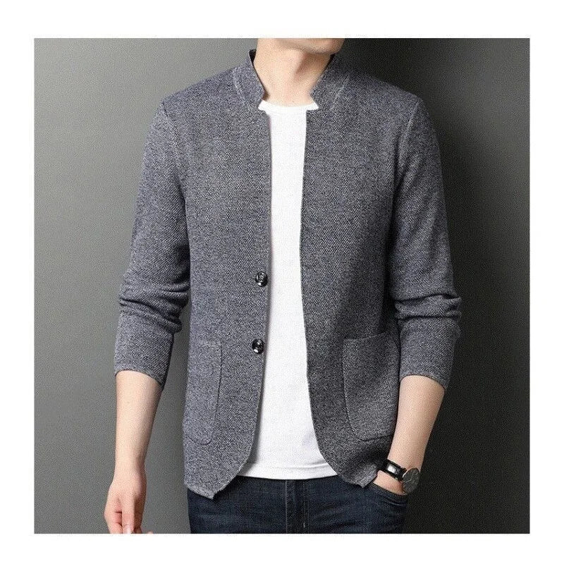 Men's Knit Stand Collar Cardigan