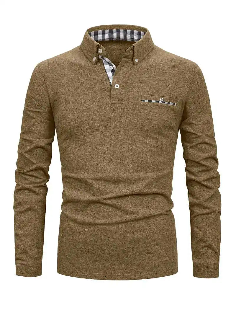 Men's Geometric Grid Polo Shirt