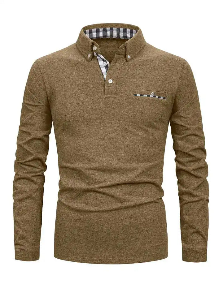 Men's Geometric Grid Polo Shirt