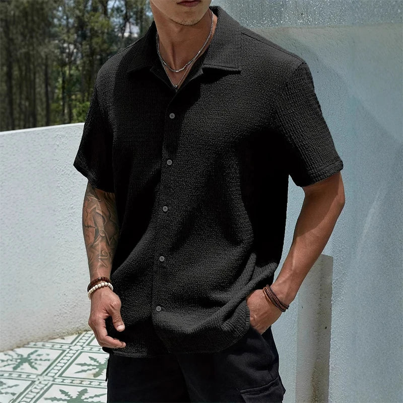 Men's Textured Cuban Shirt
