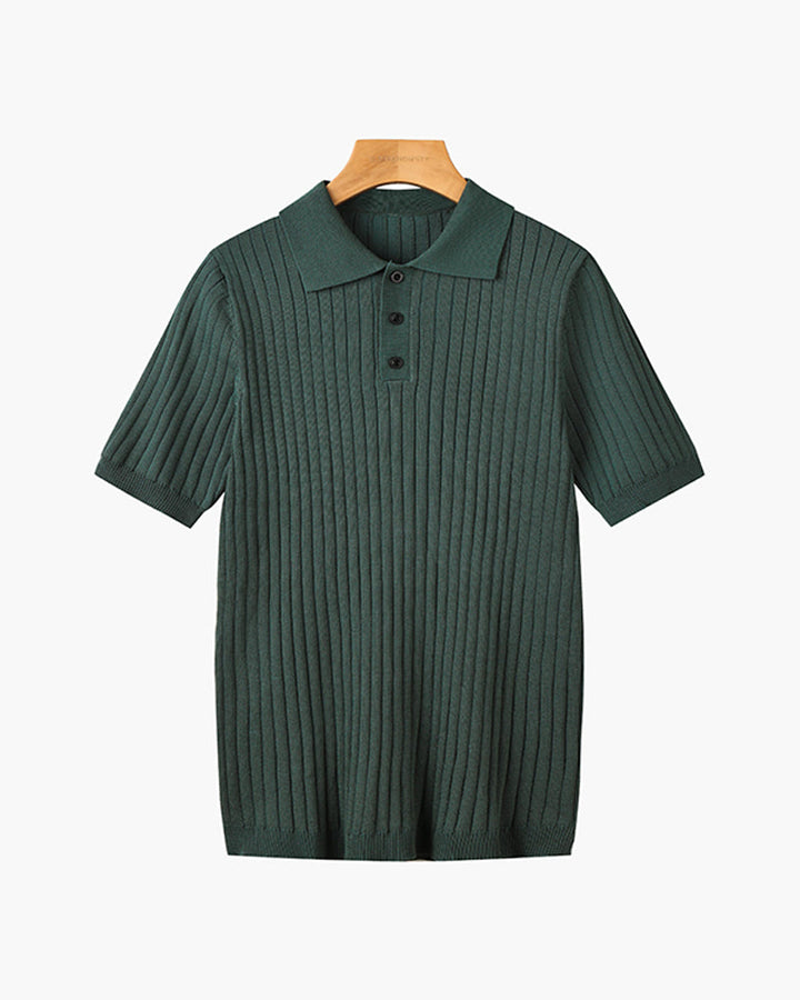 Men's Textured Cotton Polo Shirt