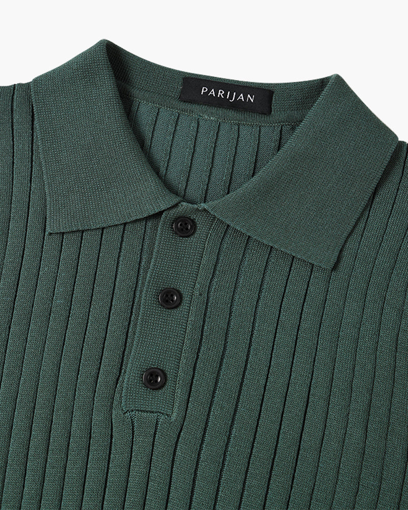 Men's Textured Cotton Polo Shirt