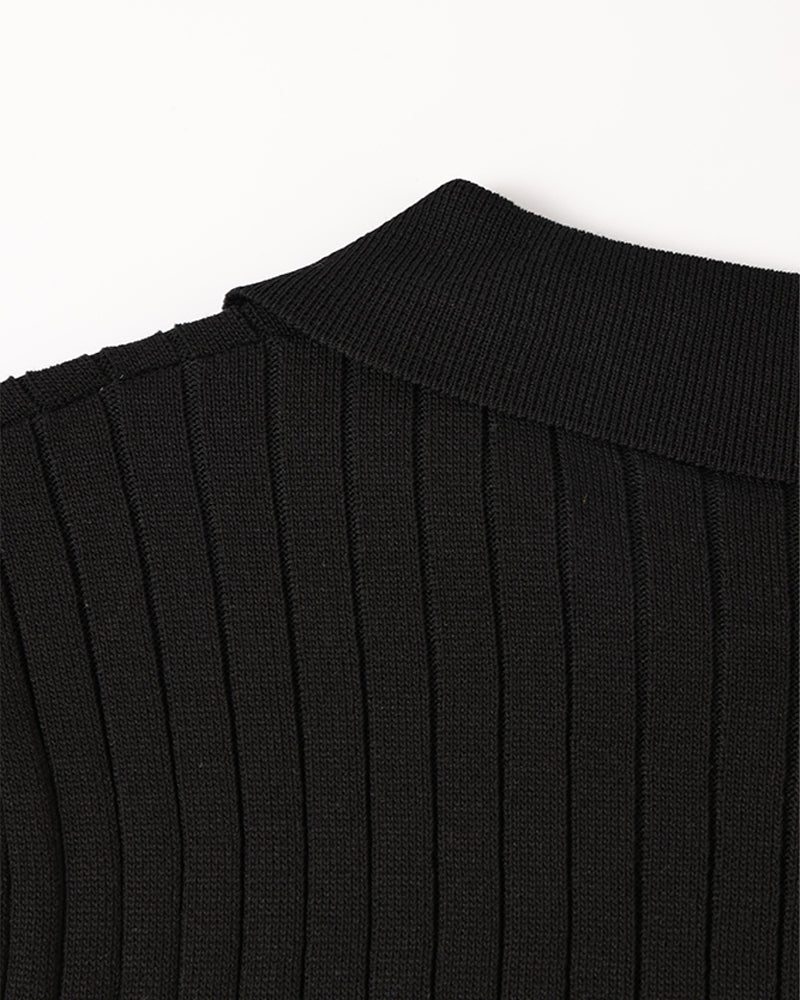 Men's Textured Cotton Polo Shirt