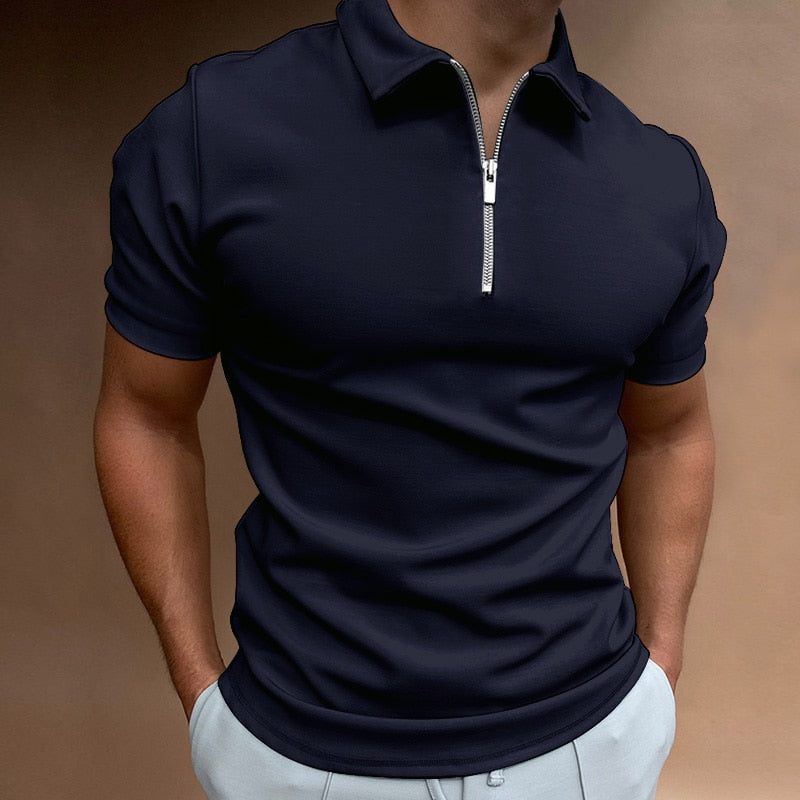 Men's Zip Collar Polo Shirt