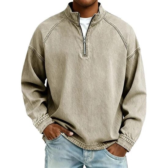Men's Washed Cotton Quarter Zip