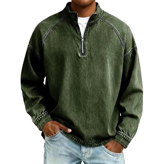 Men's Washed Cotton Quarter Zip