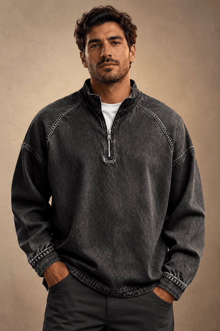 Men's Washed Cotton Quarter Zip