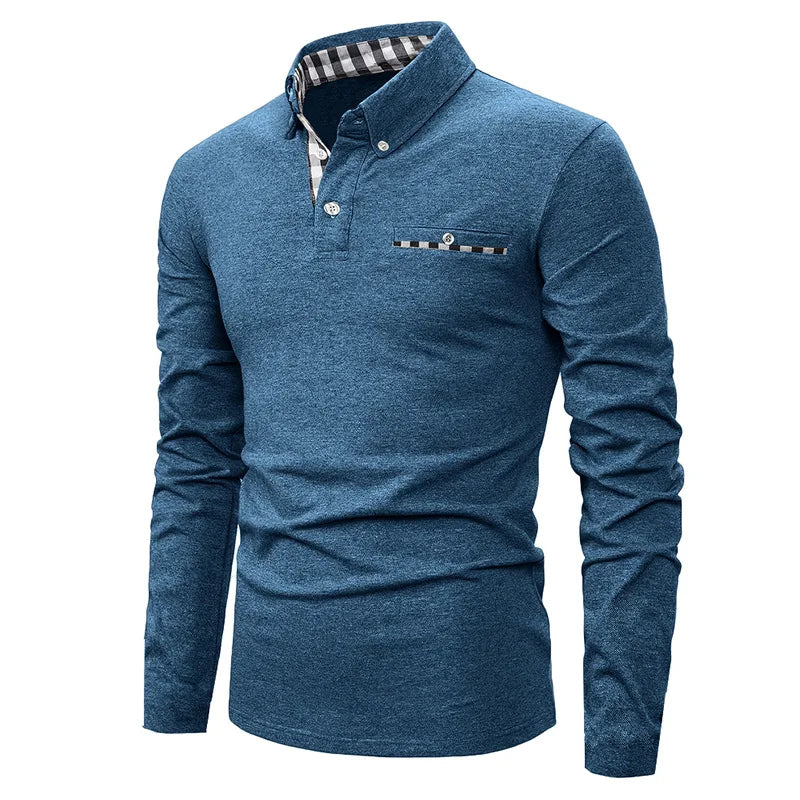 Men's Geometric Grid Polo Shirt