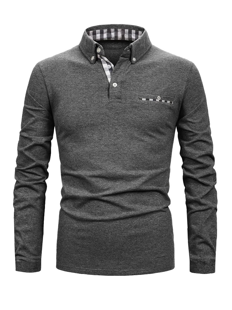Men's Geometric Grid Polo Shirt