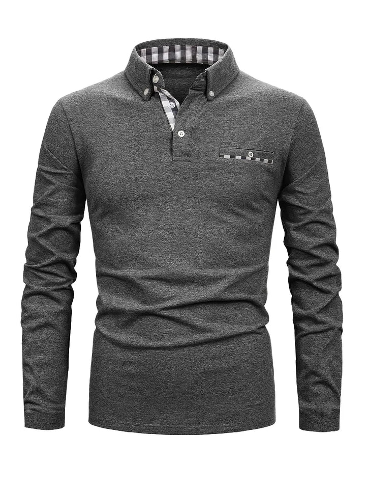 Men's Geometric Grid Polo Shirt