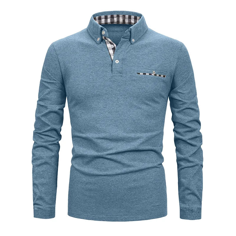 Men's Geometric Grid Polo Shirt