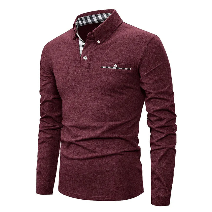 Men's Geometric Grid Polo Shirt