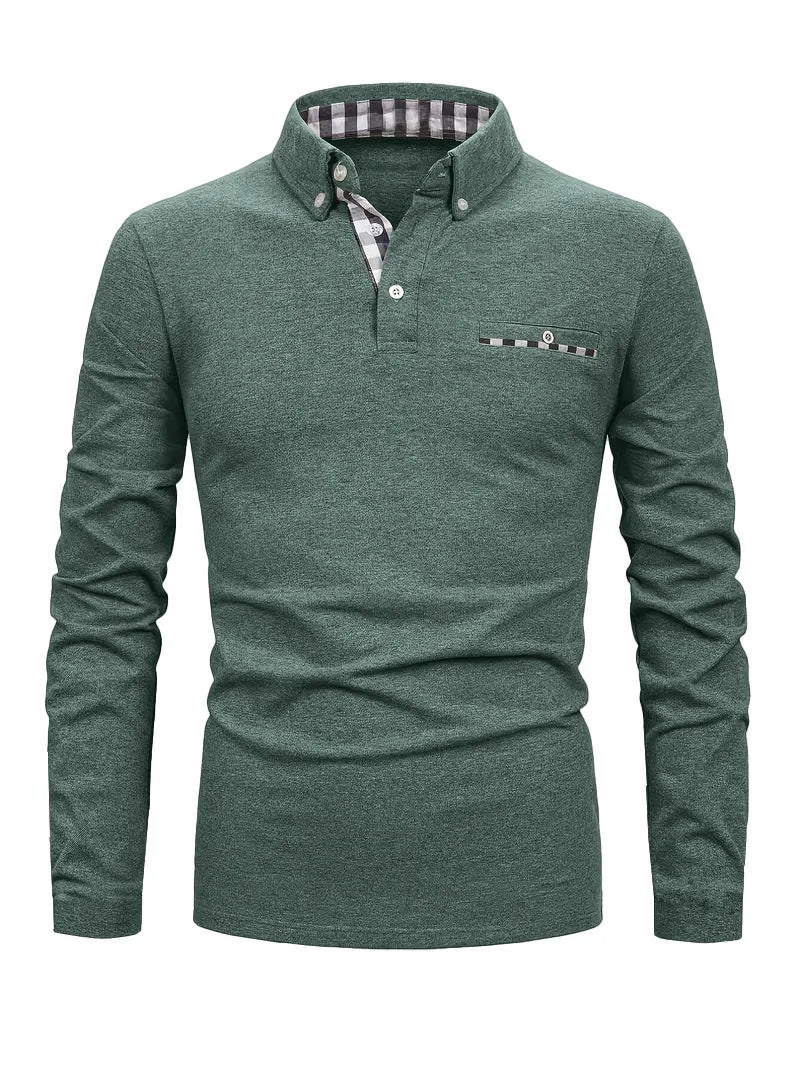 Men's Geometric Grid Polo Shirt