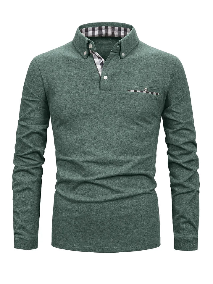 Men's Geometric Grid Polo Shirt